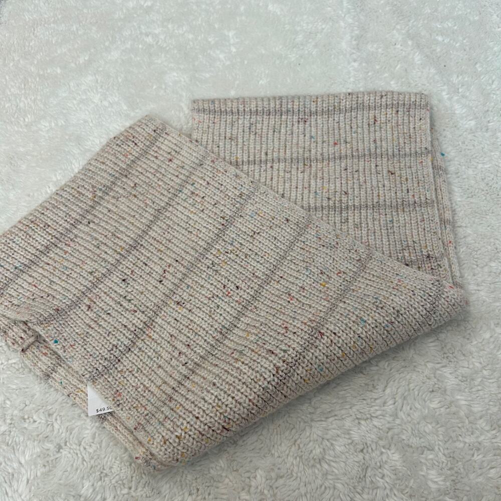 Loft NWT Womens Knit Infinity Cream Multicolor Scarf Clean Softcore Minimalist - Picture 2 of 4
